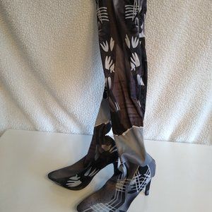 Black/gray graphic over the knee stretch boots